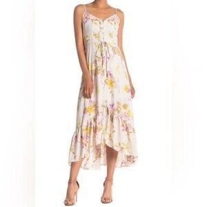 Nanette Lepore Women's Floral Hi-Low Maxi Dress Ruffle Trim Size 4